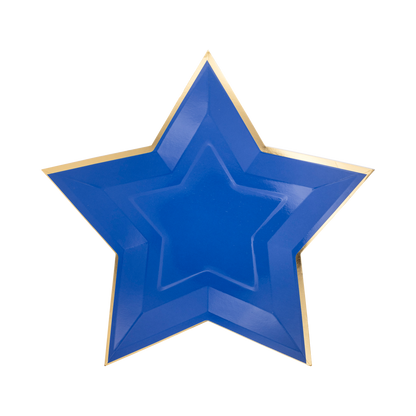 Blue Star Shaped Gold Foiled Paper Plate