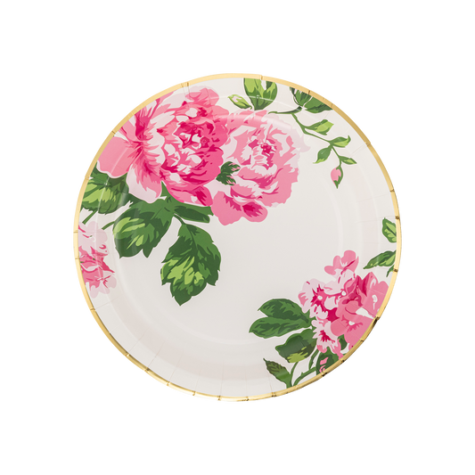 Pink Chintz Floral Paper Plate