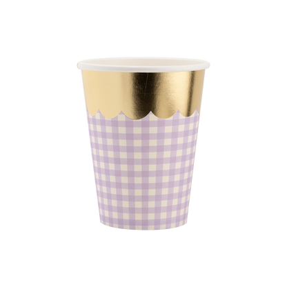 Gingham Cups with Gold Scallop