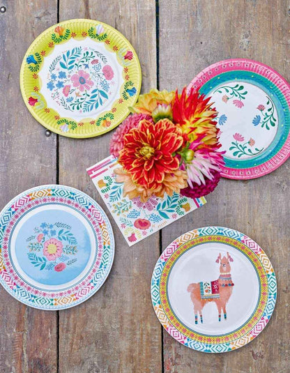 Boho Floral Paper Plates - 12 Pack