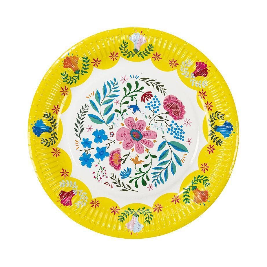 Boho Floral Paper Plates - 12 Pack