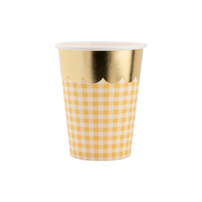 Gingham Cups with Gold Scallop