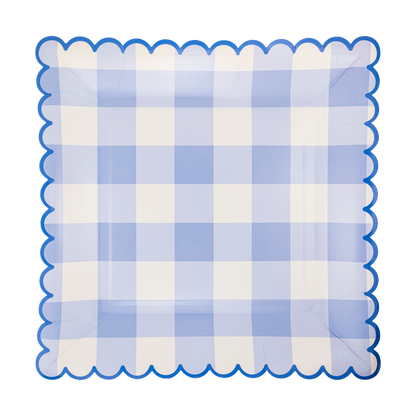 Blue Gingham Paper Plate