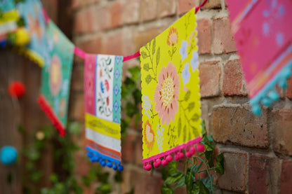 Boho Pom Pom Garland, Cinco de Mayo Decoration - 13ft