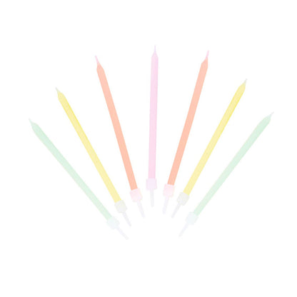 Rainbow Pastel Birthday Candles - 16 Pack