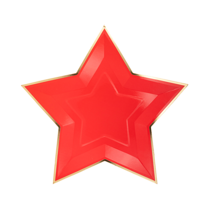 Red Star Shaped Gold Foiled Paper Plate