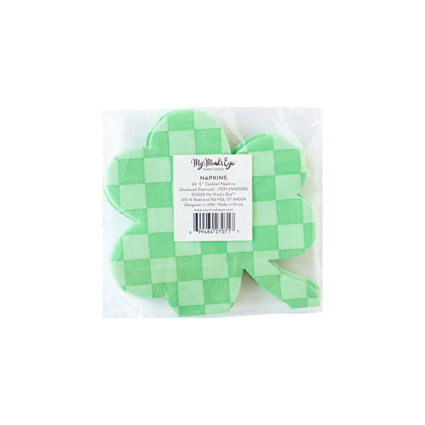 Checkered Shamrock Paper Napkin