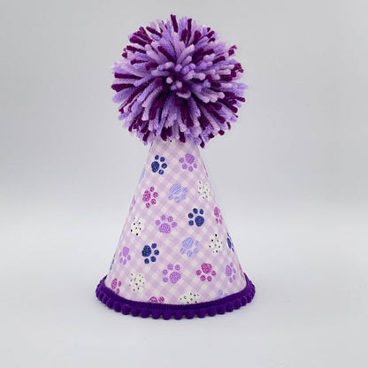 Purple Paw Party Hat: M