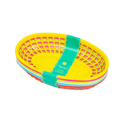 Colorful Plastic Food Baskets - 6 Pack