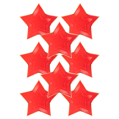 Red Star Shaped Gold Foiled Paper Plate