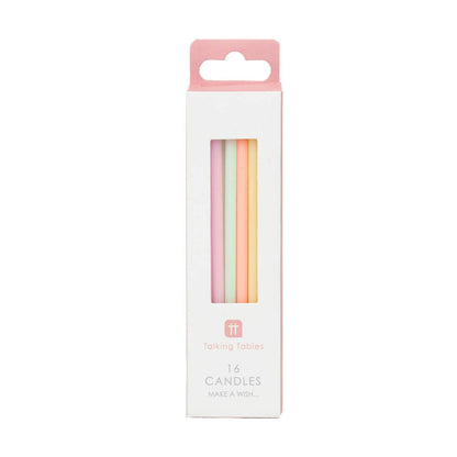 Rainbow Pastel Birthday Candles - 16 Pack