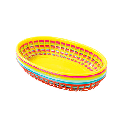 Colorful Plastic Food Baskets - 6 Pack