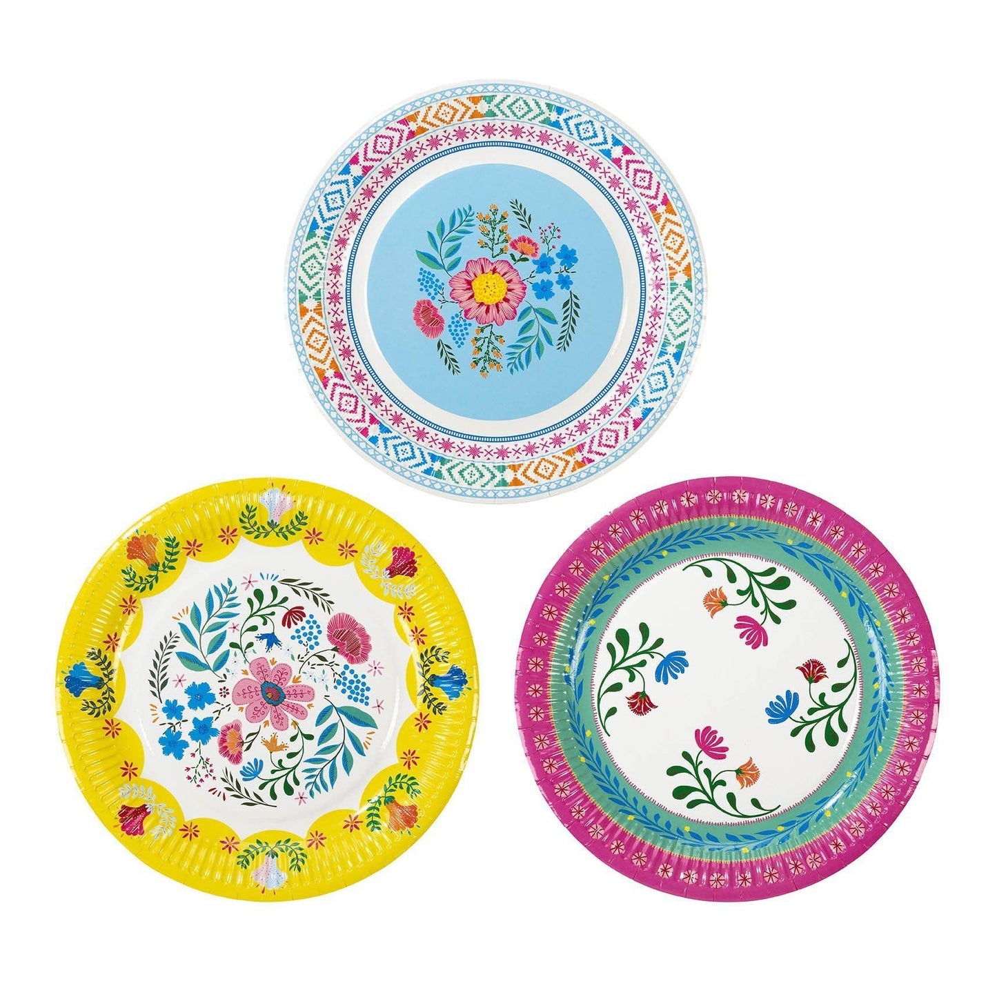 Boho Floral Paper Plates - 12 Pack