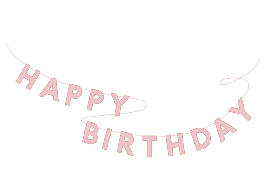 Pink Happy Birthday Banner