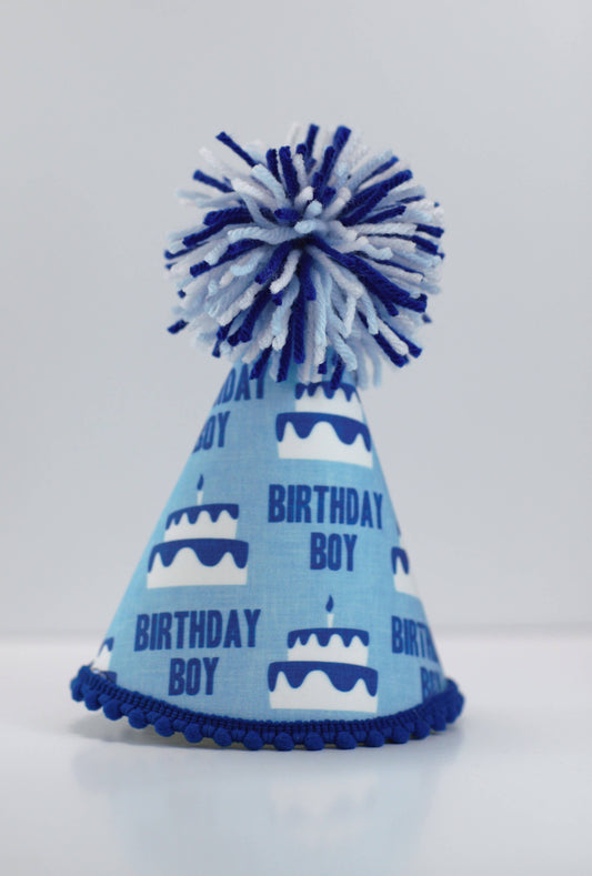 Birthday Boy Blue Ink Party Hat: L