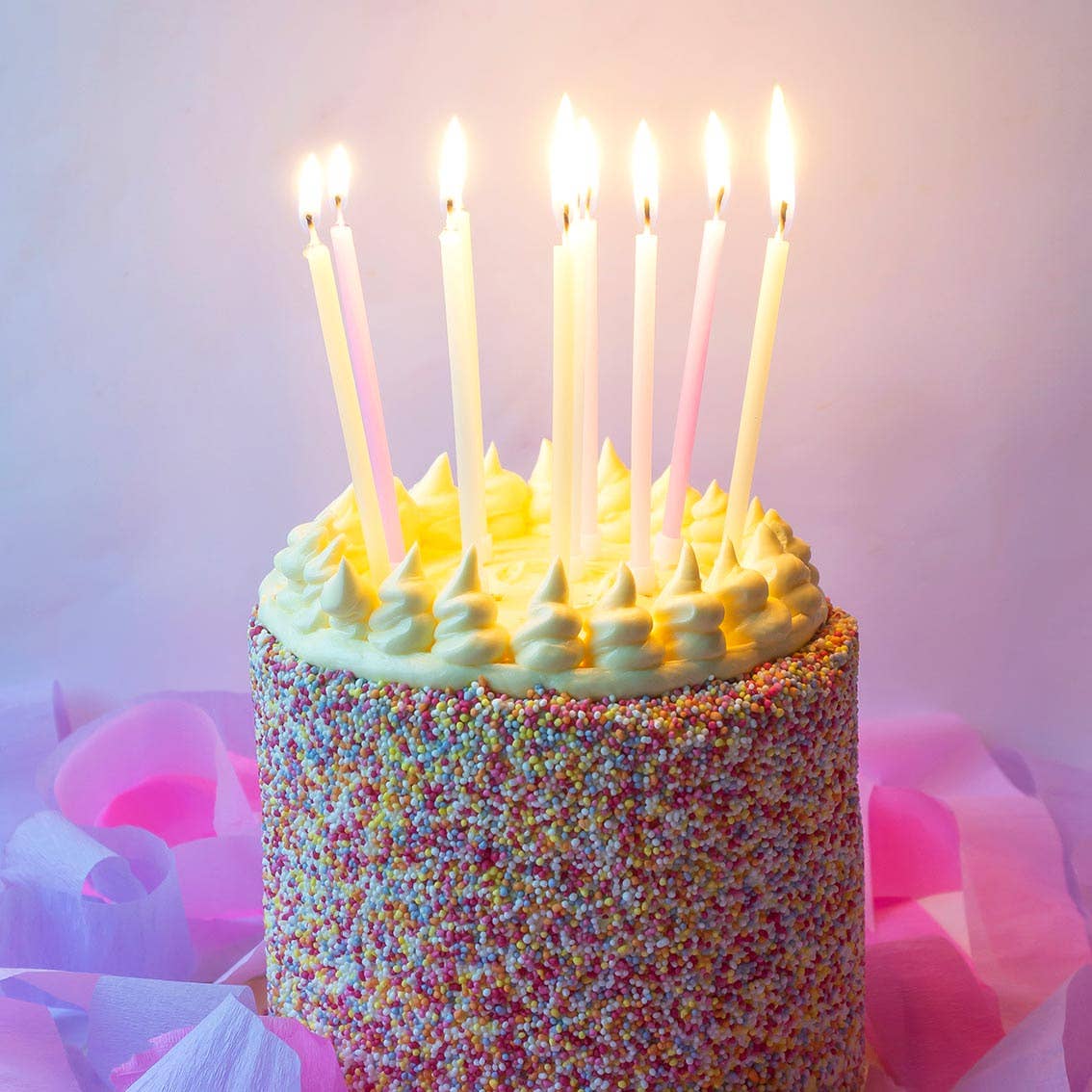 Rainbow Pastel Birthday Candles - 16 Pack