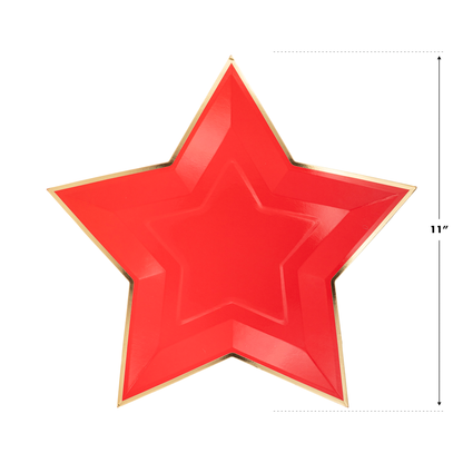 Red Star Shaped Gold Foiled Paper Plate