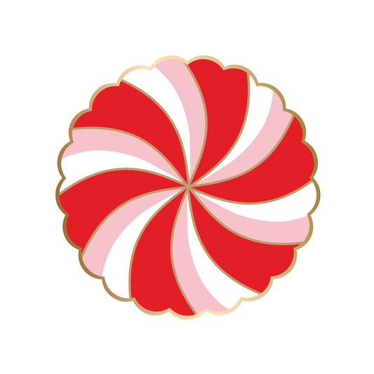 CHRISTMAS PEPPERMINT CANDY SMALL SCALLOPED PLATES