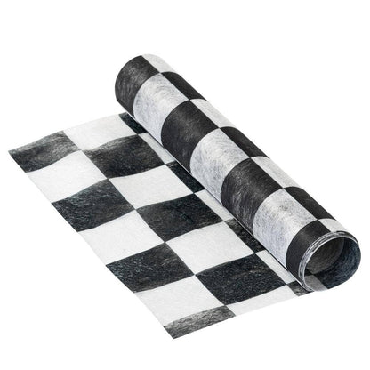 Mix & Match Black and White Checker Fabric Table Runner