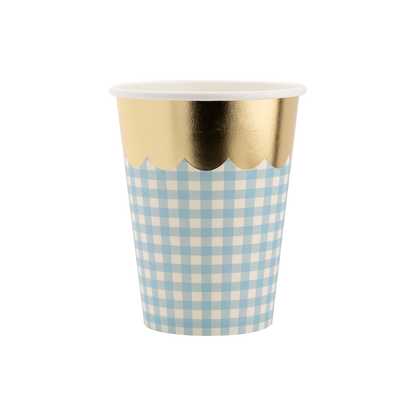 Gingham Cups with Gold Scallop