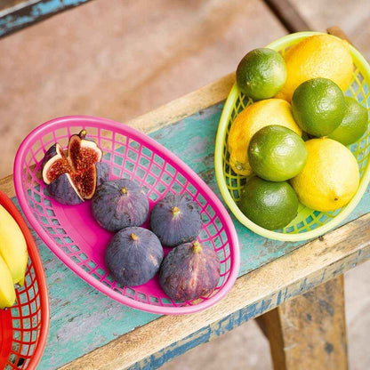 Colorful Plastic Food Baskets - 6 Pack