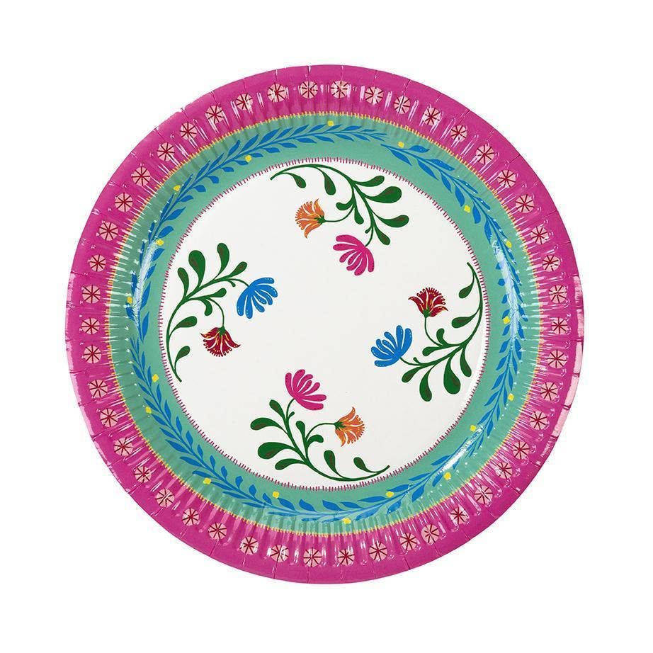 Boho Floral Paper Plates - 12 Pack