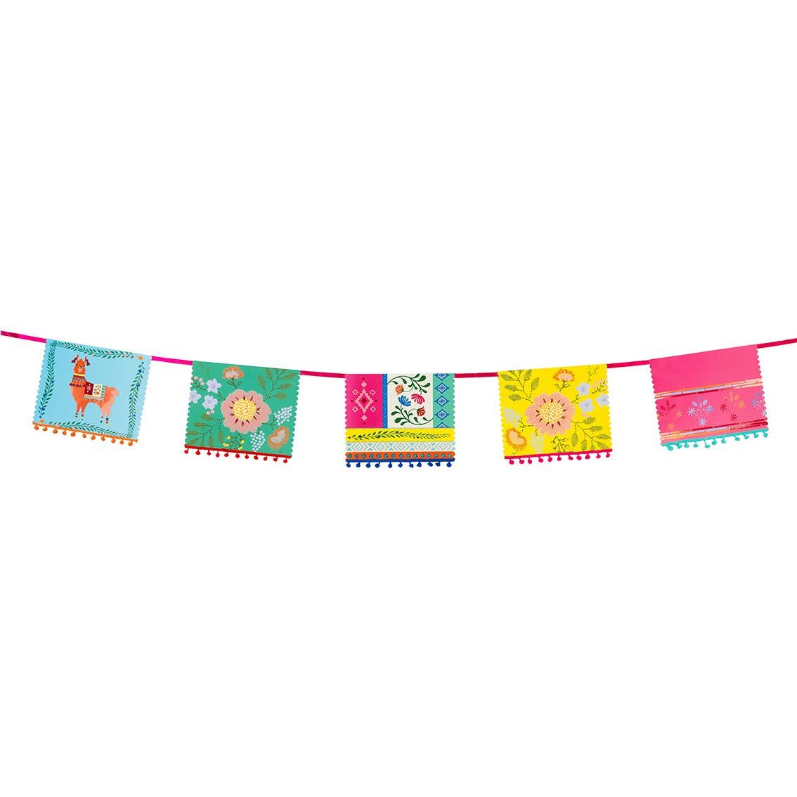 Boho Pom Pom Garland, Cinco de Mayo Decoration - 13ft