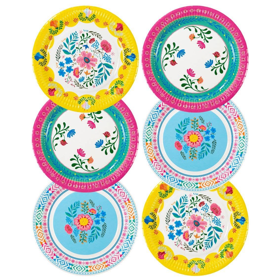 Boho Floral Paper Plates - 12 Pack