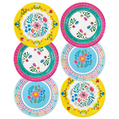 Boho Floral Paper Plates - 12 Pack