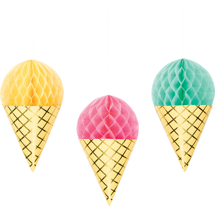 Ice Cream Party Hanging Honeycomb Ice Cream Decorations