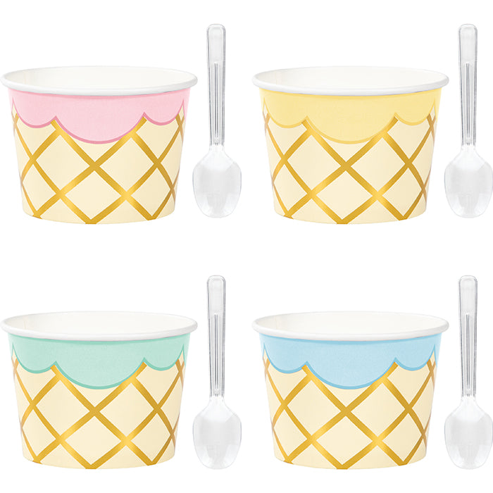 Ice Cream Party Treat Cups with Spoons