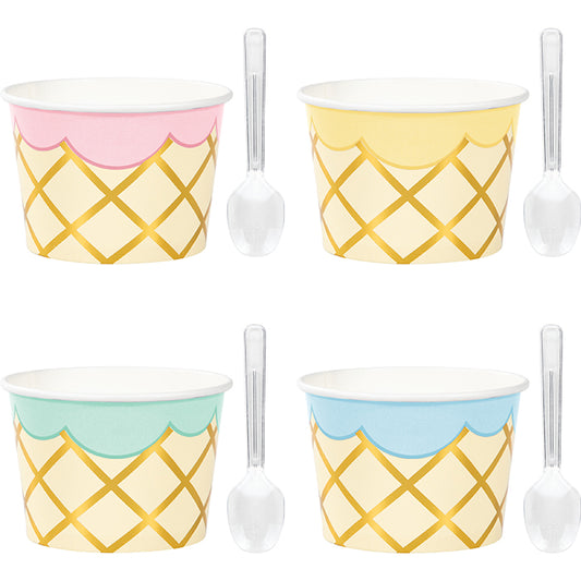 Ice Cream Party Treat Cups with Spoons