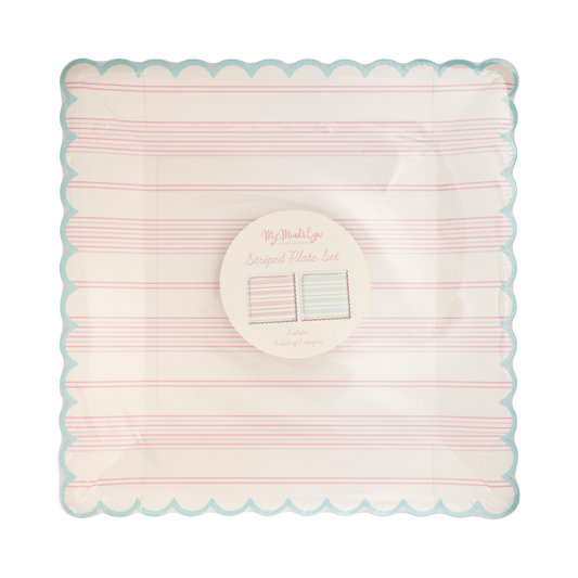 Pastel Striped Paper Plate Set