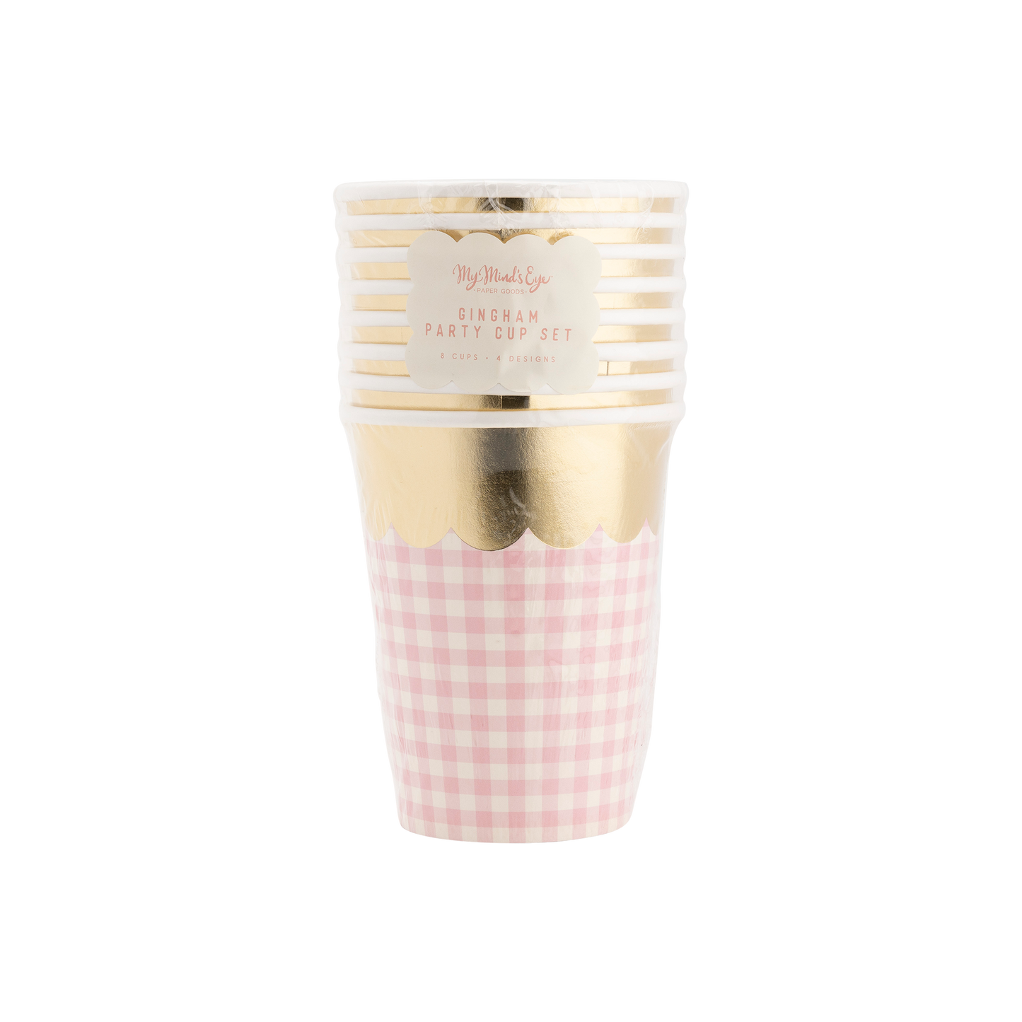 Gingham Cups with Gold Scallop