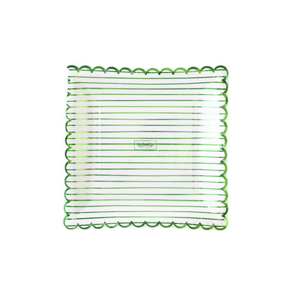 Green Striped Paper Plate